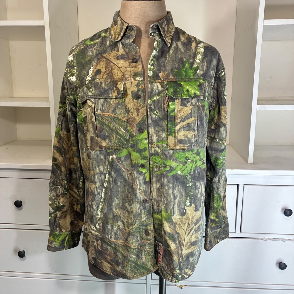 RedHead Silent Hide Mossy Oak Camo Long Sleeve Button Up Shirt Men's